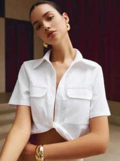 COMMENSE Cotton & Linen Cropped Shirt* Crop Tops|Blouses & Shirts
