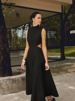 COMMENSE Cotton & Linen Elegant Cutout Long Dress* White Dresses|Casual Dresses