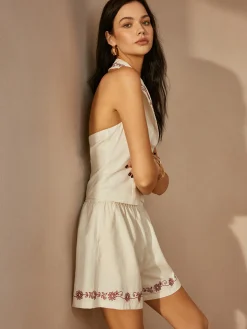 COMMENSE Cotton & Linen Embroidery Shorts Set* Shorts Sets|Shorts