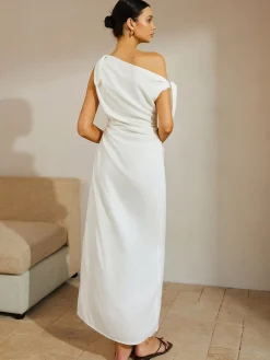 COMMENSE Cotton & Linen Knotted Strap Long Dress* White Dresses|Casual Dresses