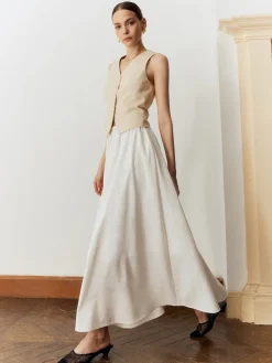 COMMENSE Cotton & Linen Maxi Skirt* Skirts|Bottoms