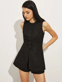 COMMENSE Cotton & Linen Pockets Short Set* Shorts Sets|Matching Sets