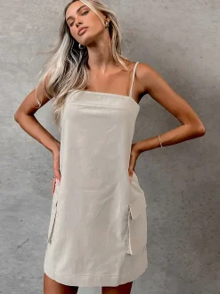 COMMENSE Cotton & Linen Pockets Cami Dress* Casual Dresses|Vacation Dresses