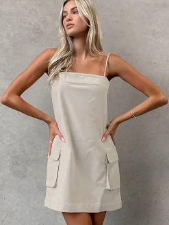 COMMENSE Cotton & Linen Pockets Cami Dress* Casual Dresses|Vacation Dresses