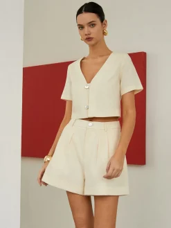 COMMENSE Cotton & Linen Pockets Shorts Set* Shorts Sets|Shorts