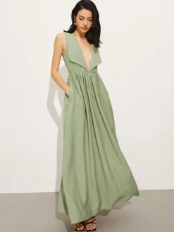 COMMENSE Cotton & Linen Pockets Polo Dress* Casual Dresses|Vacation Dresses