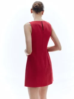 COMMENSE Cotton & Linen Slim Sleeveless Solid Dress* Work Dresses|Summer Dresses