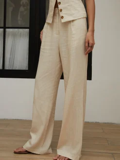 COMMENSE Cotton & Linen Straight Leg Pants* Pants|Bottoms