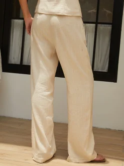 COMMENSE Cotton & Linen Straight Leg Pants* Pants|Bottoms