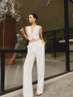 COMMENSE Cotton & Linen Straight Leg Pants* Pants|Matching Sets