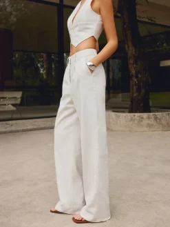COMMENSE Cotton & Linen Straight Leg Pants* Pants|Matching Sets