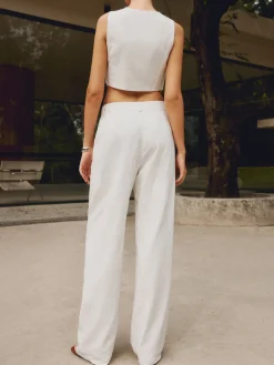 COMMENSE Cotton & Linen Straight Leg Pants* Pants|Matching Sets