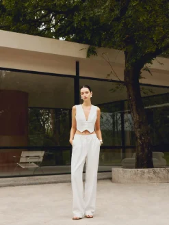 COMMENSE Cotton & Linen Straight Leg Pants* Pants|Matching Sets