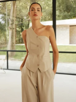 COMMENSE Cotton & Linen Styling Asymmetric Pockets Pants Set* Pants Sets|Matching Sets