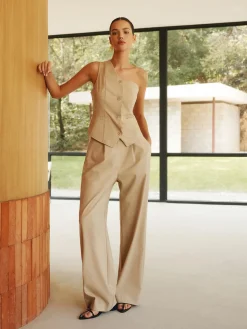 COMMENSE Cotton & Linen Styling Asymmetric Pockets Pants Set* Pants Sets|Matching Sets