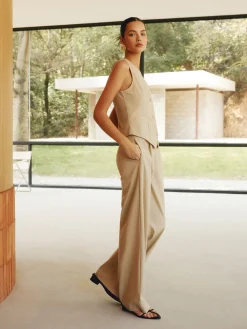 COMMENSE Cotton & Linen Styling Asymmetric Pockets Pants Set* Pants Sets|Matching Sets