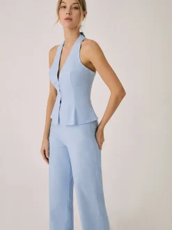 COMMENSE Cotton & Linen Vest With Straight Leg Pants Set* Pants Sets|Vests