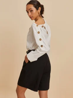 COMMENSE Cotton Asymmetrical Metal Button Shirt* Blouses & Shirts|Tops