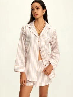 COMMENSE Cotton Blends Lapel Pinstripe Shorts Set* Shorts Sets|Shorts