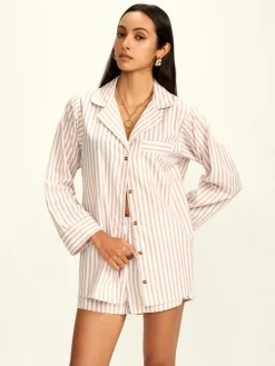 COMMENSE Cotton Blends Lapel Pinstripe Shorts Set* Shorts Sets|Shorts