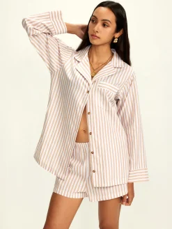 COMMENSE Cotton Blends Lapel Pinstripe Shorts Set* Shorts Sets|Shorts