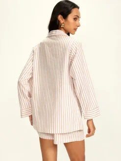COMMENSE Cotton Blends Lapel Pinstripe Shorts Set* Shorts Sets|Shorts