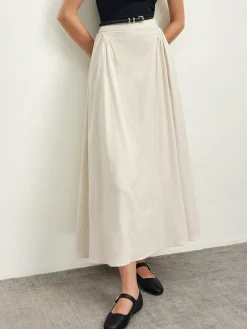 COMMENSE Cotton Blends Pleated Skirt Without Belt* Skirts|Bottoms