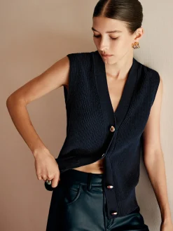 COMMENSE Cotton Blends Ribbed Sweater Vest* Sweater Vests|Sweaters & Cardigans