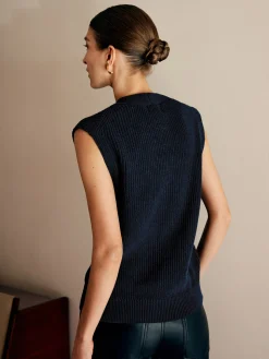 COMMENSE Cotton Blends Ribbed Sweater Vest* Sweater Vests|Sweaters & Cardigans