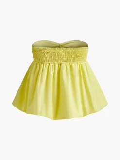 COMMENSE Cotton Blends Shirred Bubble Blouse* Tops