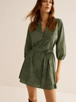 COMMENSE Cotton Boheme Embroidery Belted Dress* Vacation Dresses|Short Dresses