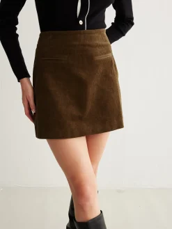 COMMENSE Cotton Corduroy A-Line Skirt* Skirts|Bottoms