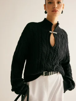 COMMENSE Cotton Keyhole Neckline Knit Top* Sweater Tops|Sweaters & Cardigans