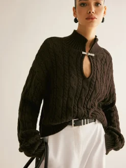 COMMENSE Cotton Keyhole Neckline Knit Top* Sweater Tops|Sweaters & Cardigans