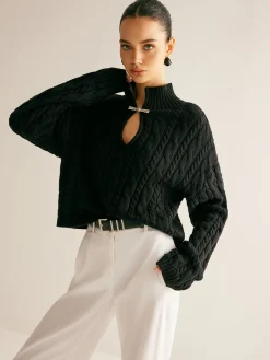 COMMENSE Cotton Keyhole Neckline Knit Top* Sweater Tops|Sweaters & Cardigans