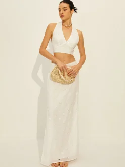 COMMENSE Cotton Knotted Backless Skirt Set* Skirt Sets|Long Sleeve Sets