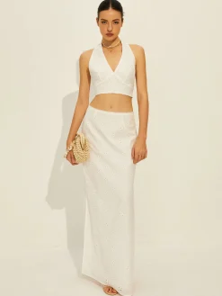 COMMENSE Cotton Knotted Backless Skirt Set* Skirt Sets|Long Sleeve Sets