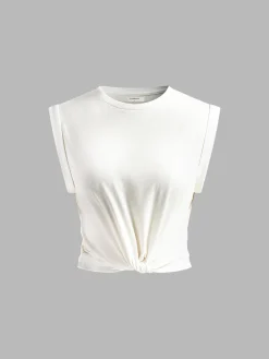 COMMENSE Cotton Knotted T-Shirt* T-shirts|Tops