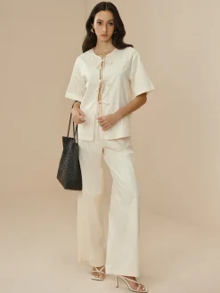 COMMENSE Cotton Lace Up Cozy Pants Set* Pants Sets|Matching Sets