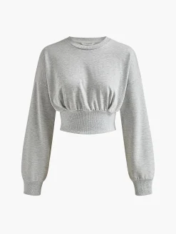 COMMENSE Cotton Pleated Corset Sweatshirt* Sweatshirts & Hoodies|Corset Tops