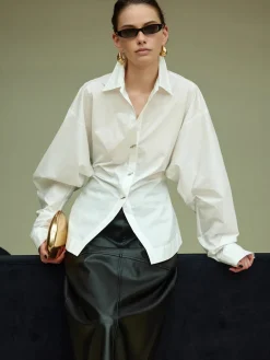 COMMENSE Cotton Side Pleated Polo Shirt* Blouses & Shirts|Tops