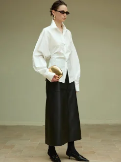 COMMENSE Cotton Side Pleated Polo Shirt* Blouses & Shirts|Tops
