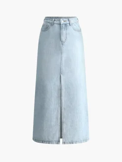 COMMENSE Cotton Split Denim Skirt* Skirts|Denim