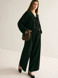 COMMENSE Cotton Tie Front Cozy Pants Set* Pants Sets|Matching Sets