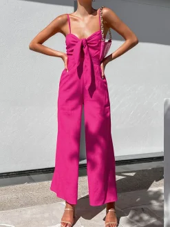 COMMENSE Cotton Twist Detail Jumpsuit* Black Dresses|Jumpsuits & Rompers