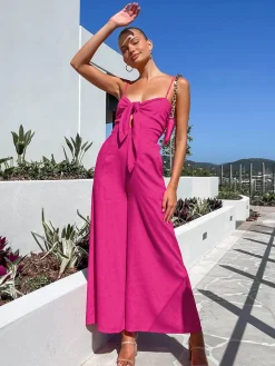 COMMENSE Cotton Twist Detail Jumpsuit* Black Dresses|Jumpsuits & Rompers