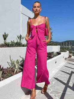 COMMENSE Cotton Twist Detail Jumpsuit* Black Dresses|Jumpsuits & Rompers