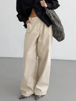 COMMENSE Cotton Versatile Wide-Leg Pants* Pants|Bottoms