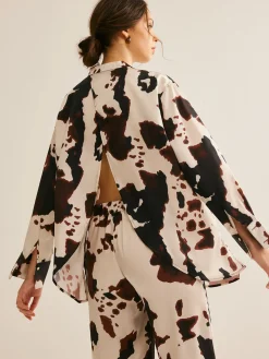 COMMENSE Cow Printed Loose Shirt* Blouses & Shirts|Matching Sets