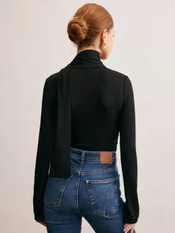 COMMENSE Cowl Neck Ribbon T-Shirt* T-shirts|Tops